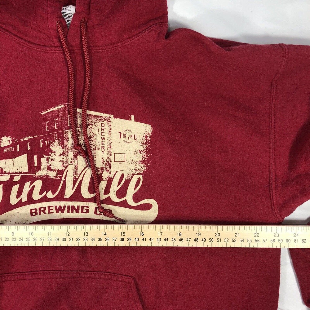TIN MILL BREWING CO HOODIE MENS LARGE RED HERMANN MISSOURI HOODED SWEATSHIRT - Picture 9 of 10